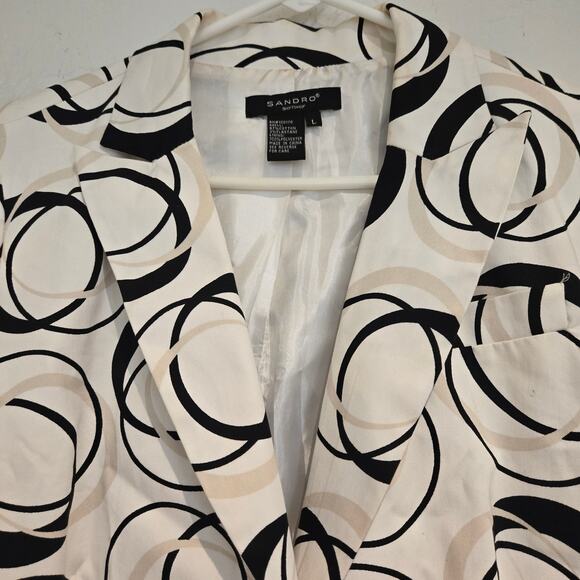 Sandro Sportswear 3/4 Sleeve Abstract Circle Art White Blazer Jacket, Size Large - Picture 3 of 7